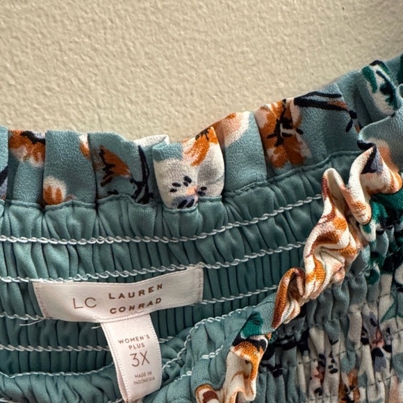 LC Lauren Conrad Teal Floral Smocked Dress NWT - Picture 3 of 3